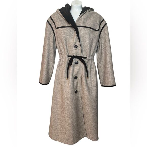 Vintage Youthcraft Brown Velvet Trimmed Wool Trench Coat - Picture 4 of 14